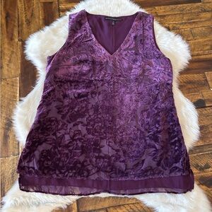 White House Black Market Deep Purple Floral Blouse